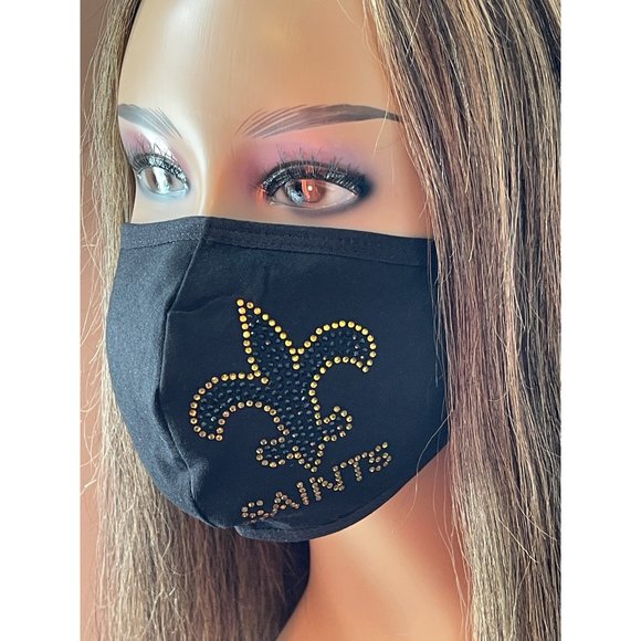 New Orleans Saints Bling Face Mask - Picture 6 of 10